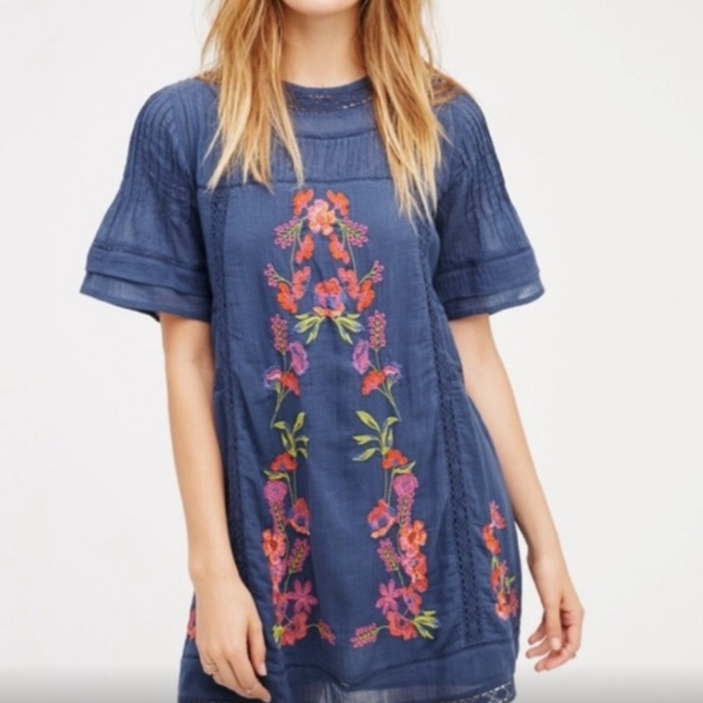 Free People Embroidered Mini Dress